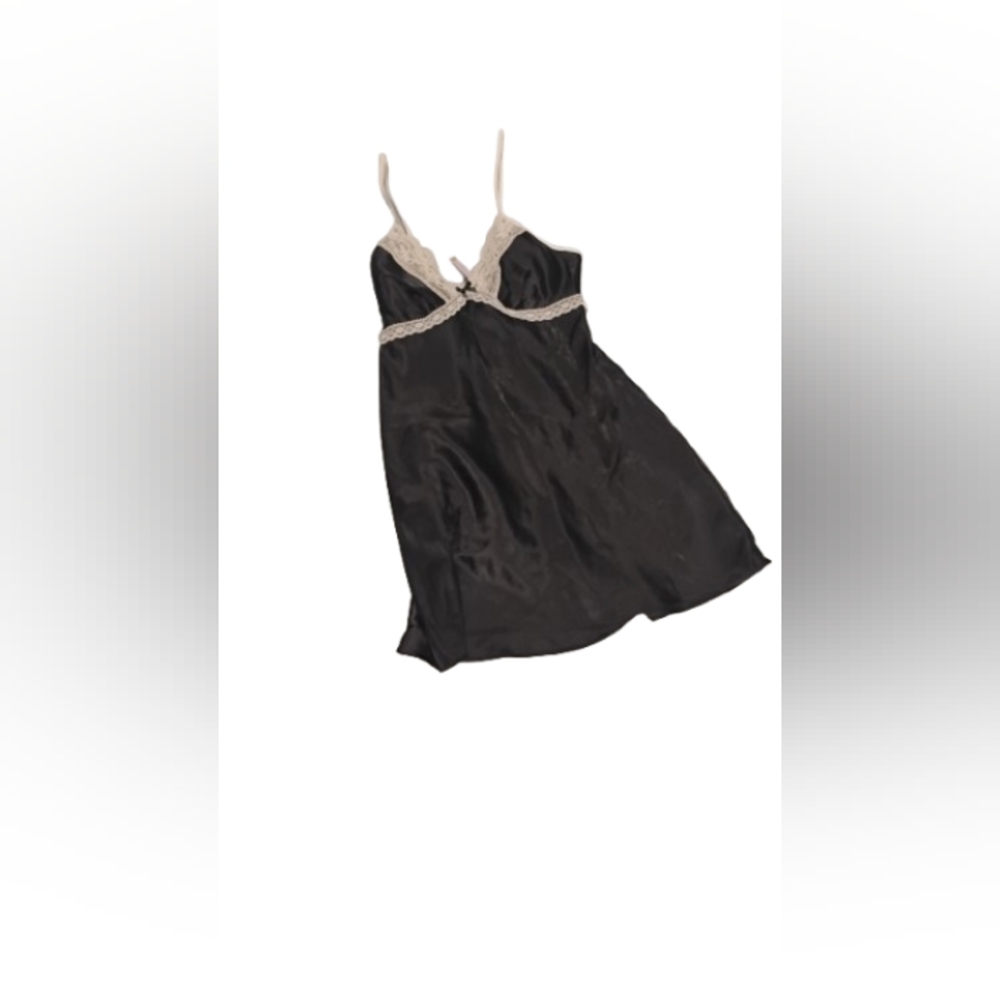 Vintage 2000s California Dynasty Contrast Trim Lace Slip Dress Mini Sz M